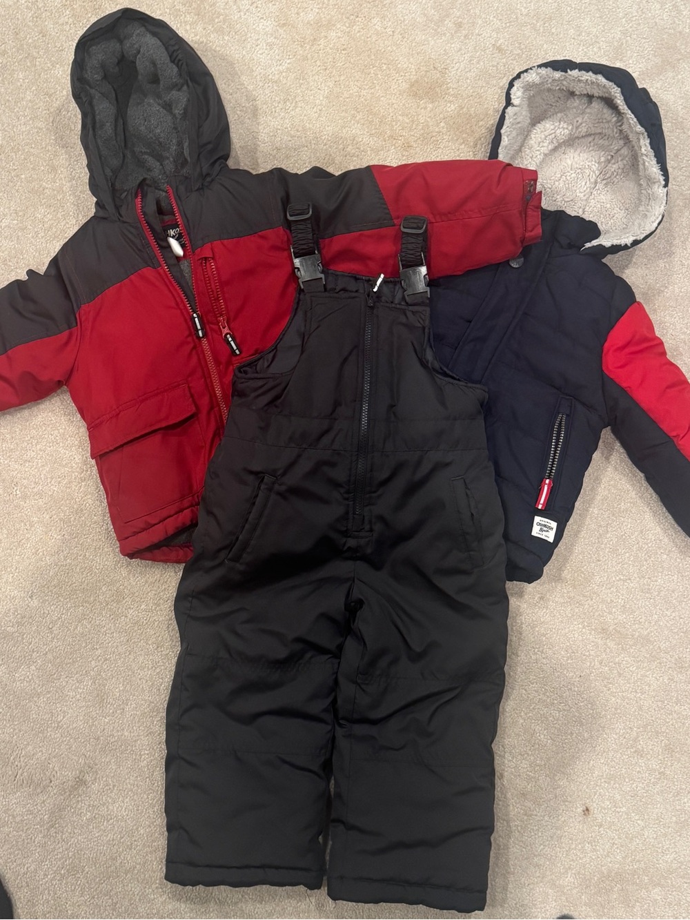 Kids 3-Piece Winter Snowsuit Set - Red, Navy & Black 4T